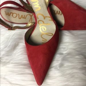 Sam Edelman Red Suede Sling Backs